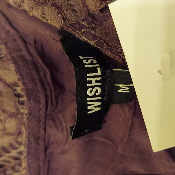 ! Wishlist lace dress, lined, frayed edge,  medium NWT  , mocha - Picture 7 of 11